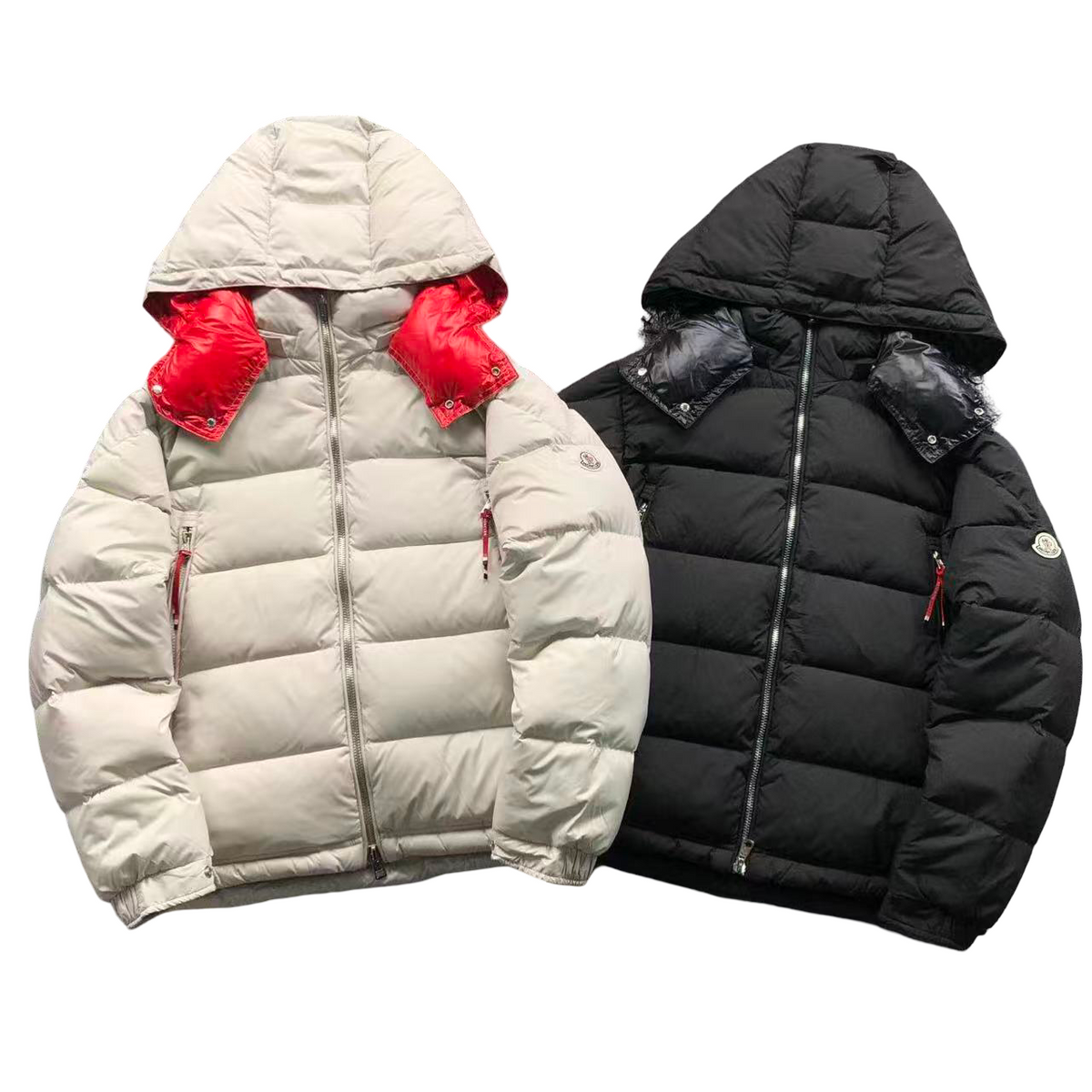 Moncler Poirier Down Jacket - White/Red