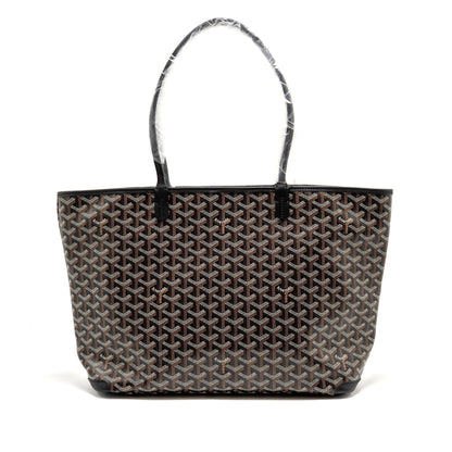 Goyard Artois MM Handbag – Black Goyardine Canvas & Calfskin, Silver Hardware
