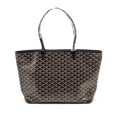 Goyard Artois MM Handbag – Black Goyardine Canvas & Calfskin, Silver Hardware