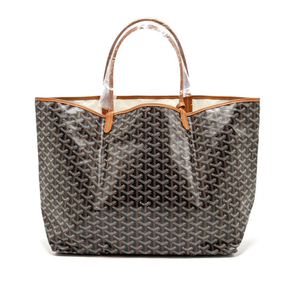 Goyard Saint Louis GM Tote Bag – Black & Brown Goyardine Canvas & Leather, Silver Hardware