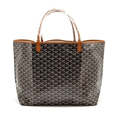 Goyard Saint Louis GM Tote Bag – Black & Brown Goyardine Canvas & Leather, Silver Hardware