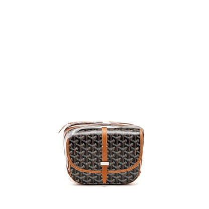 Goyard Belvedere PM Messenger Bag – Black & Tan Goyardine Canvas & Calfskin, Silver Hardware