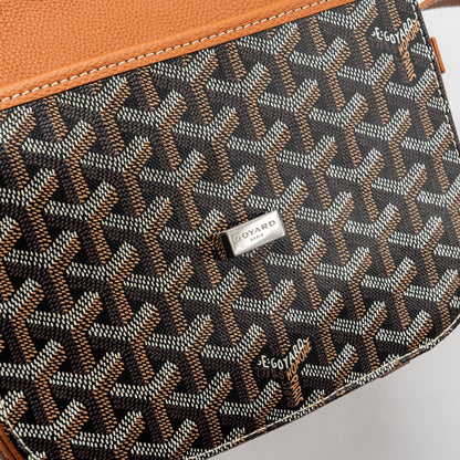 Goyard Belvedere PM Messenger Bag – Black & Tan Goyardine Canvas & Calfskin, Silver Hardware