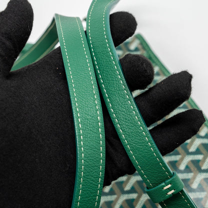 Goyard Saint Léger Backpack – Green Canvas with Bulldog Print, Silver Hardware