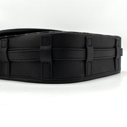 Goyard Messenger Bag – Black Calfskin & Goyardine Canvas, Silver Hardware
