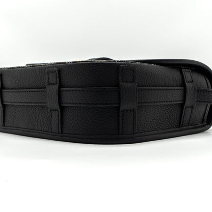 Goyard Messenger Bag – Black Calfskin & Goyardine Canvas, Silver Hardware