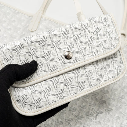 Goyard Saint Louis Tote GM – White Goyardine Canvas & Calfskin, Silver Hardware