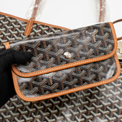 Goyard Saint Louis Tote GM – Black & Brown Goyardine Canvas, Silver Hardware