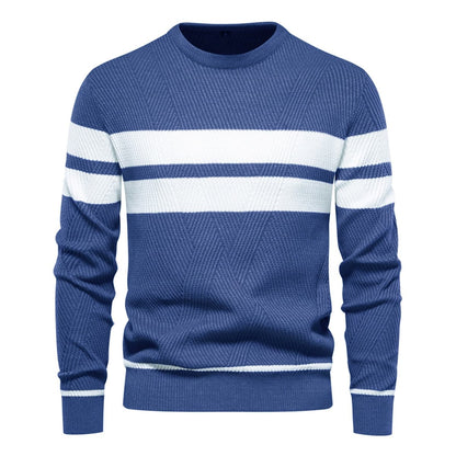 Men's Crew Neck Pullover Striped Sweater