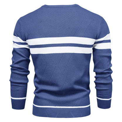 Men's Crew Neck Pullover Striped Sweater