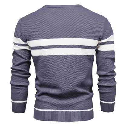 Men's Crew Neck Pullover Striped Sweater