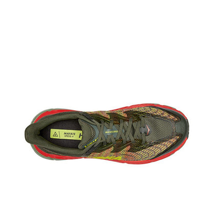 HOKA Sneakers - Olive / Red with Lime Accents